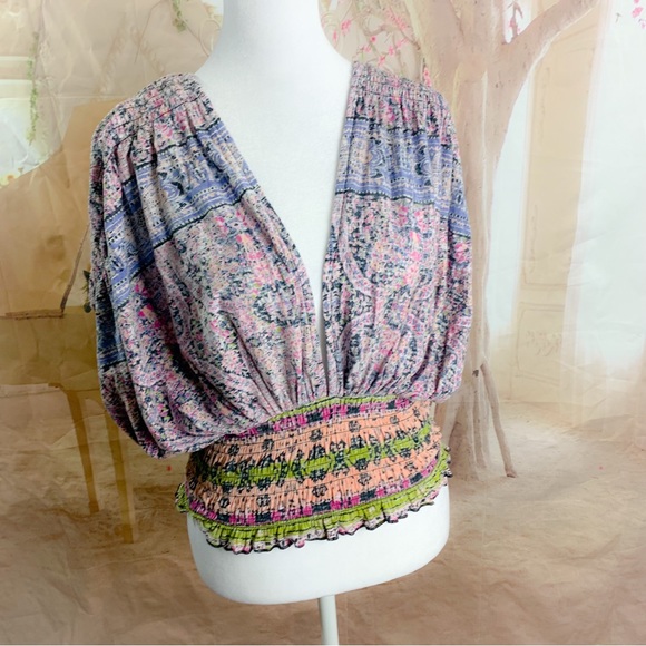 NEW Free People Next Vacation Top in Black Combo - Picture 2 of 11